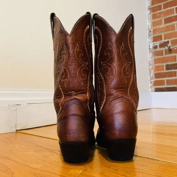 Vintage Justin Cowboy Boots Size 6 B Leather USA Made Western Rich Brown - Picture 12 of 16